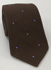 Bitter Chocolate Grenadine Grossa with Sky Blue (Hand Sewn) Pin Dots Silk Tie #GGDT-6 (3)